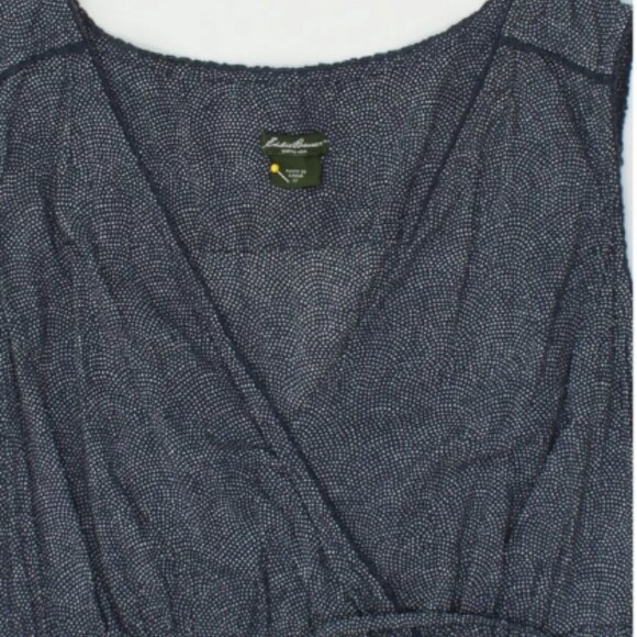EDDIE BAUER Womens Basic Dress US 16 Navy Blue Spotted Cotton - Picture 9 of 9